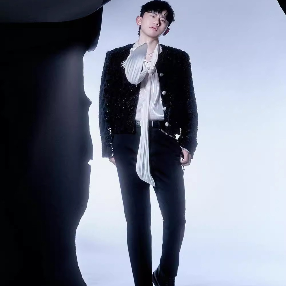 张杰同款黑色法式小香风夹克