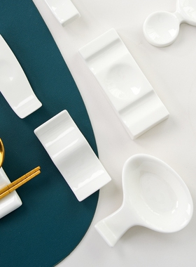 严选高档无铅实心骨瓷筷架勺托餐厅创意陶瓷筷子架托酒店摆台餐具