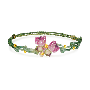 周大生官方足金五彩蝴蝶编织手绳黄金转运珠手链女小金珠生日礼物