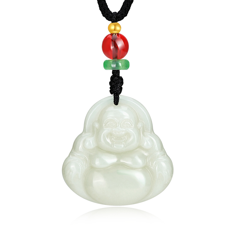 周大生和田玉佛吊坠项链