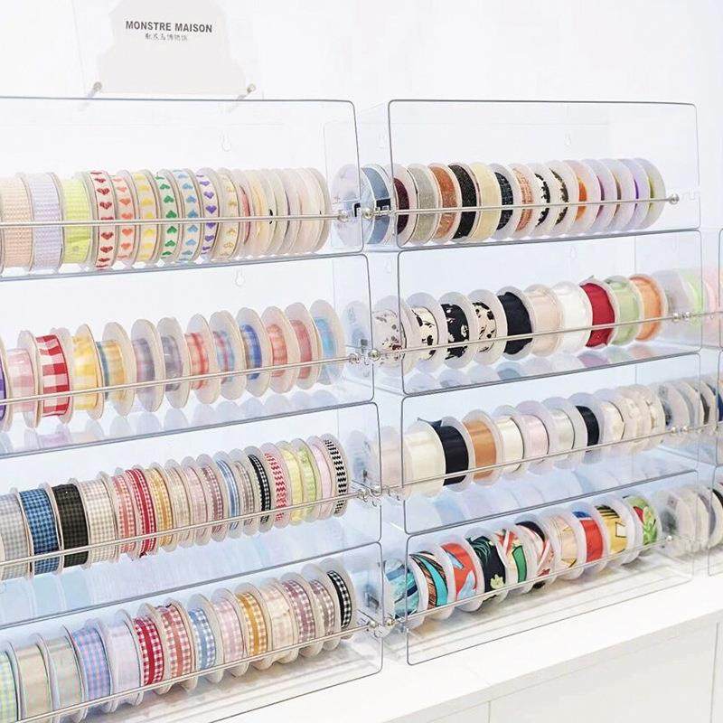 丝带储存架透明塑料丝带收纳架丝带收纳盒收藏盒花艺资材整理架