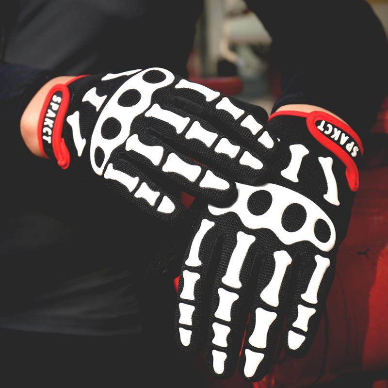 思帕客骑行长指手套全指男女山地自行车手套骷髅指关节手套春秋季