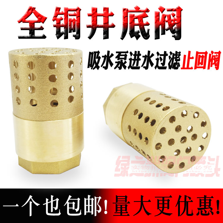 全铜新款1寸铜吸j水泵进水过滤止回阀内单向阀井底阀铜滤网DN25销