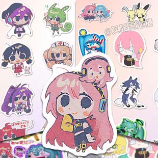 96张高颜值涂鸦VOCALOID贴纸初音未来重音teto贴画装饰手机壳手账