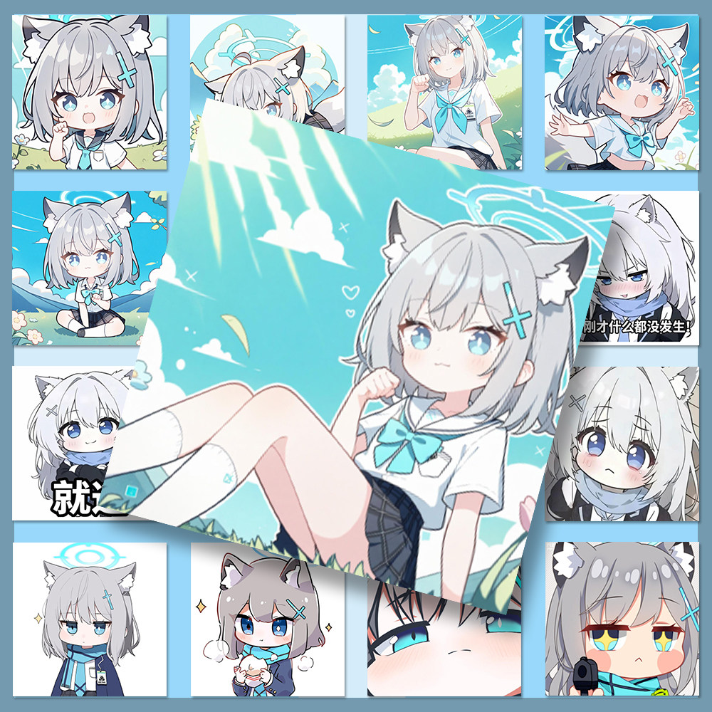 216张砂狼白子Q版表情包贴纸蔚蓝档案砂狼白子热门游戏卡通周边贴