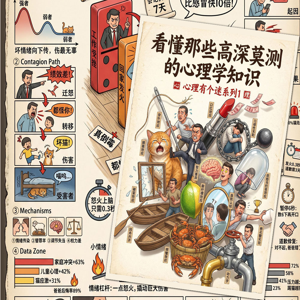 一图带你看懂那些高深莫测的心理学知识图解贴画满级思维科普贴纸