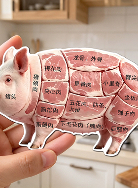 猪肉冰箱贴】猪肉分割图解新手买菜挑选技巧软磁吸冰箱贴家居装饰