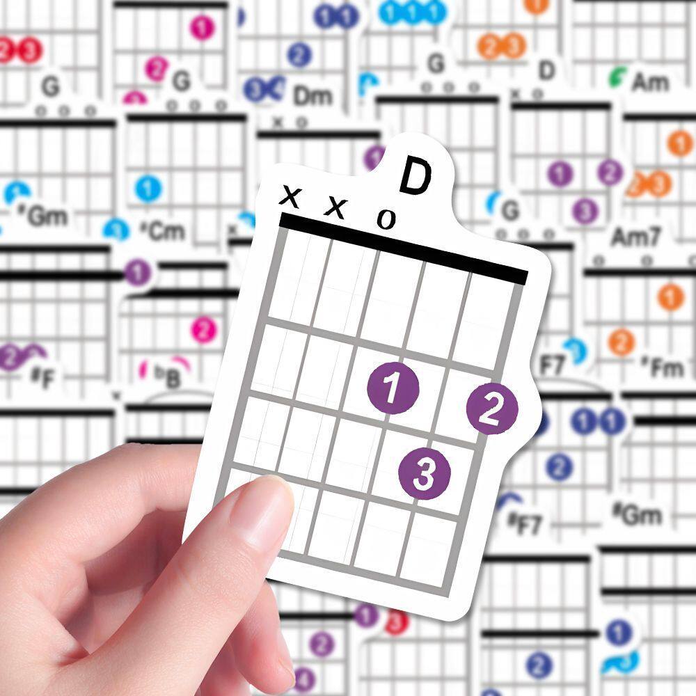 114张吉他和弦贴纸自学乐器简谱指法笔记贴画自粘diy墙面桌面防