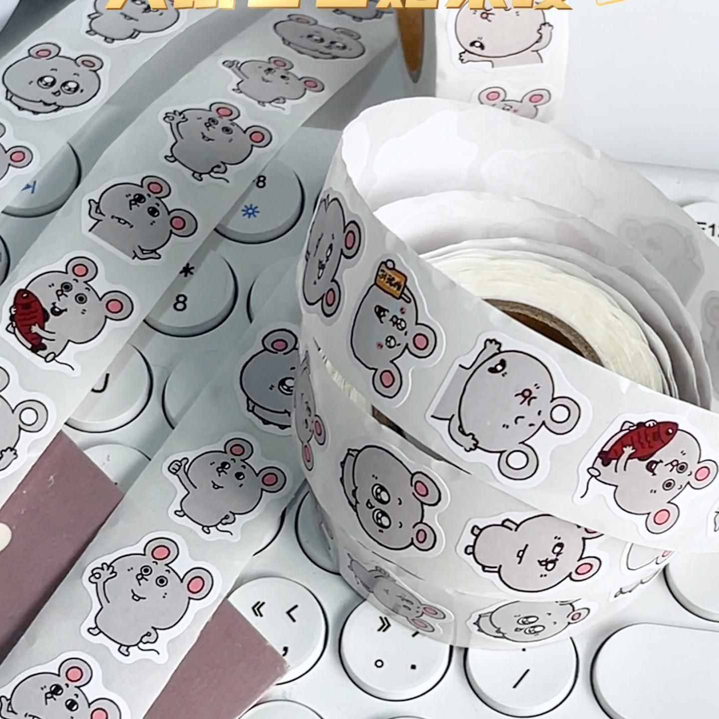 大鼠卷卷贴贴纸卡通趣味表情包萌宠老鼠幽默搞笑抽象聊天可爱贴画