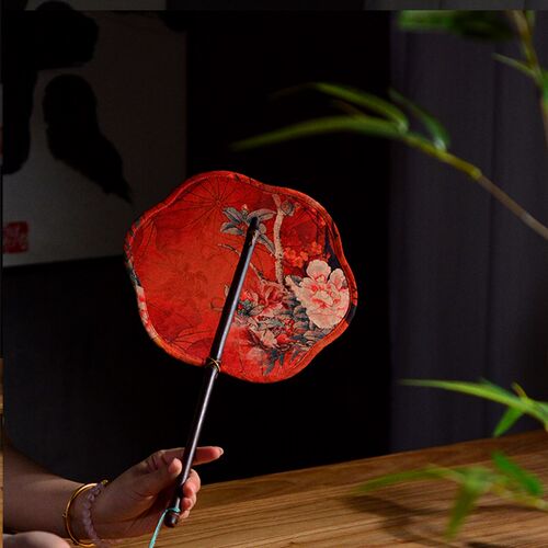 香云纱筇竹扇子中式手工竹编扇夏季团扇复古大漆蒲扇国风双面竹扇