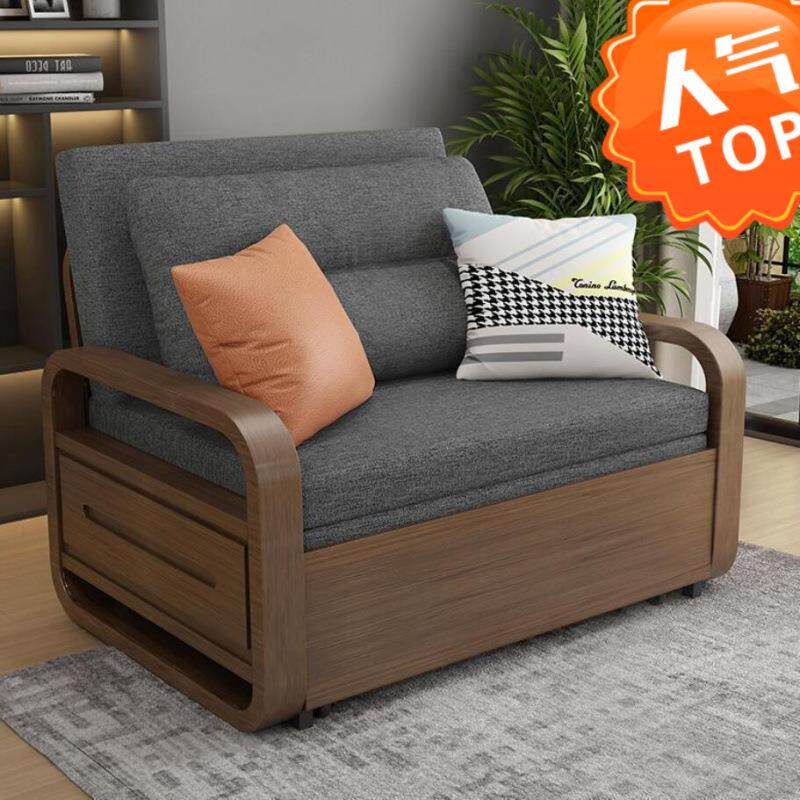 多功能实木沙发床折叠两用书房办公室午睡小户型中式阳台伸缩床