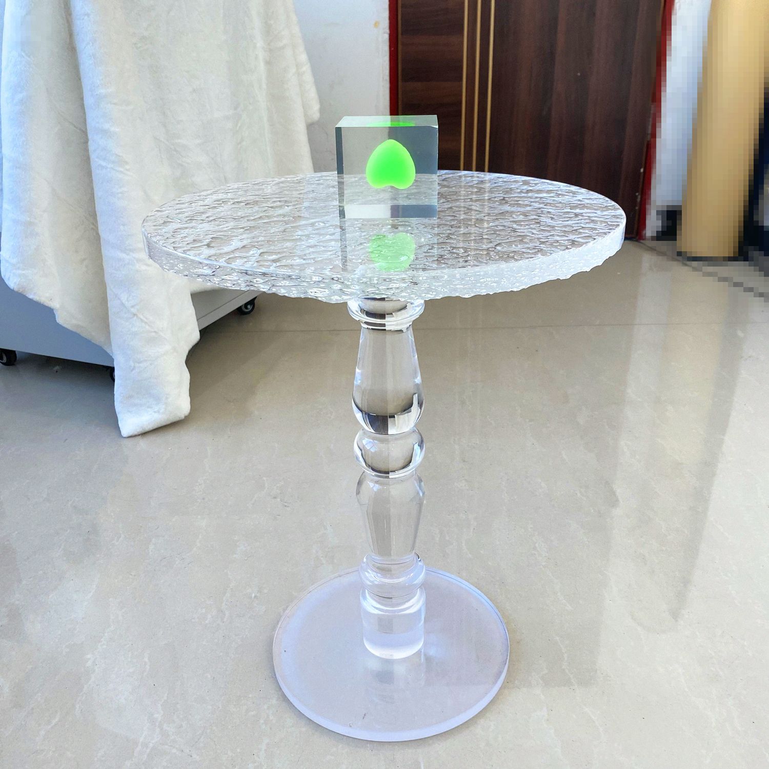 亚克力水晶茶几圆形小桌子现代简约客厅沙发透明边几阳台网红桌椅