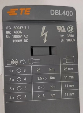 泰科配电型接线端子DBL400