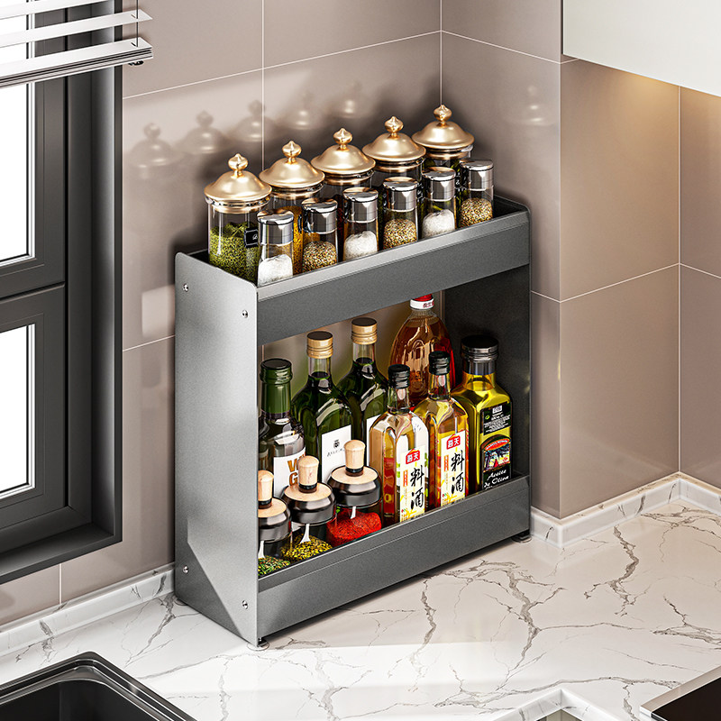 2026厨房调料置物架台面式窄款小尺寸佐料架酱油醋调味瓶收纳架子