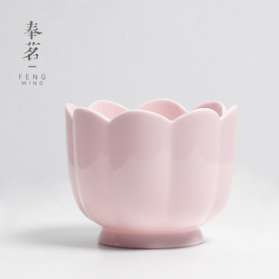 粉色陶瓷水盂茶洗 陶瓷家用建水杯洗玉泥小号茶渣桶茶水桶抹茶碗
