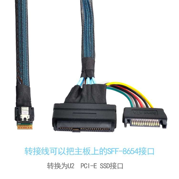 优选U.2转接线slimesasSFF-8654转SFF-8639服务器数据传输线NVME