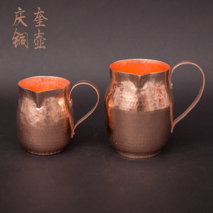 厂家紫铜杯热奶公道杯 800毫升茶水杯多种尺寸手动紫铜杯