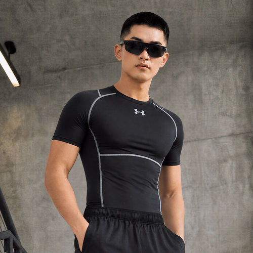 安德玛春夏HeatGear Elite男子健身运动紧身衣短袖t恤6015382-009