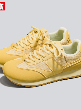 人本黄色阿甘鞋女2025春季显脚小透气运动鞋子新款板鞋爆款德训鞋