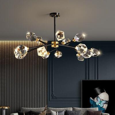 全铜轻奢客厅树枝水晶吊灯现代简约餐厅卧室北欧大气酒店高档灯具