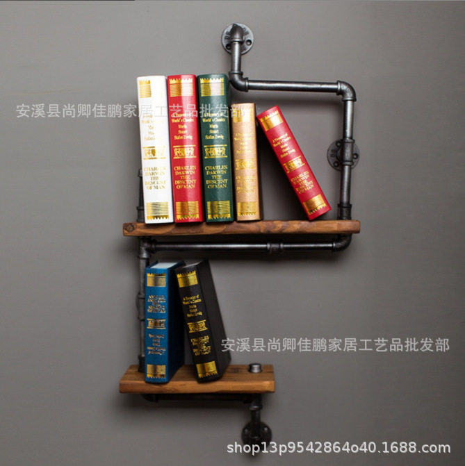 美式复古铁艺水管墙上置物架