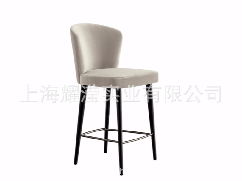 美式简约实木布艺吧椅定制