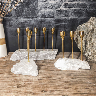 简约自然风格矿石烛台酒吧餐桌样板间桌面家居极简风尖蜡烛台摆件