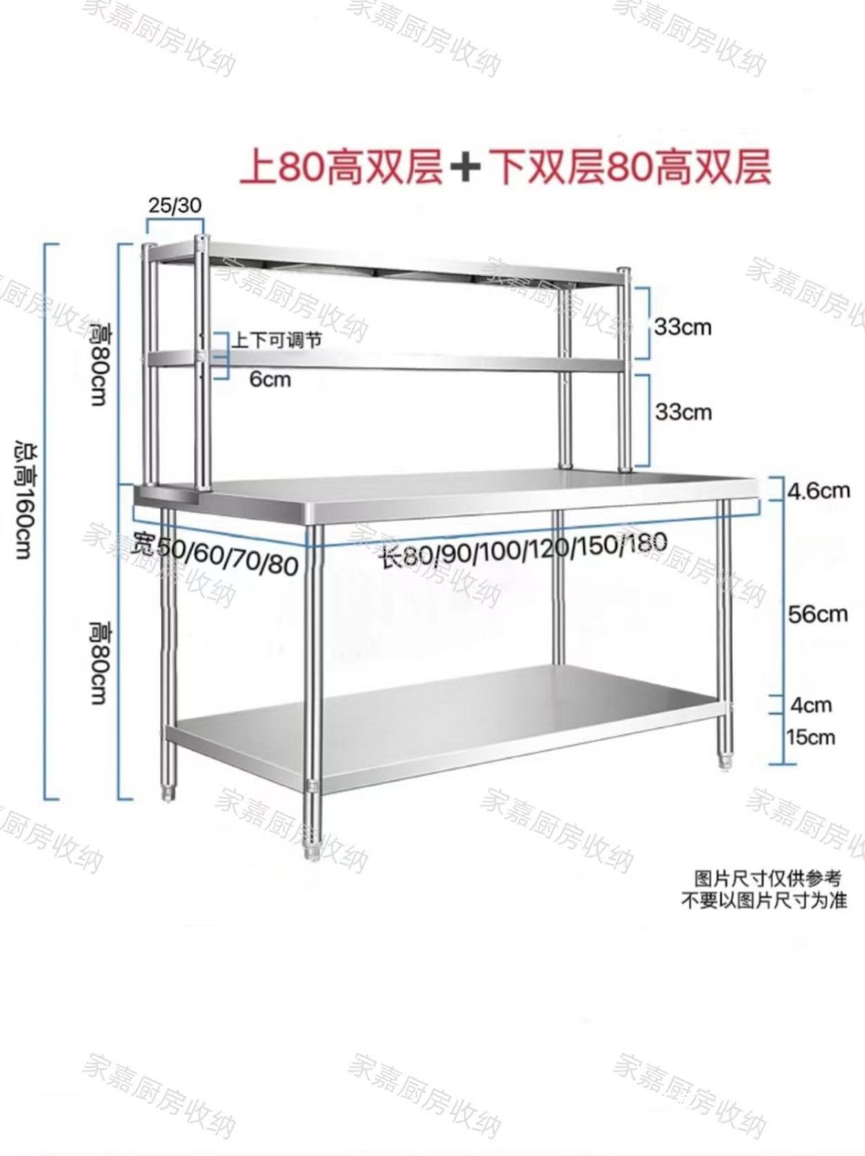 厨房商用不锈钢调料操作台置物架