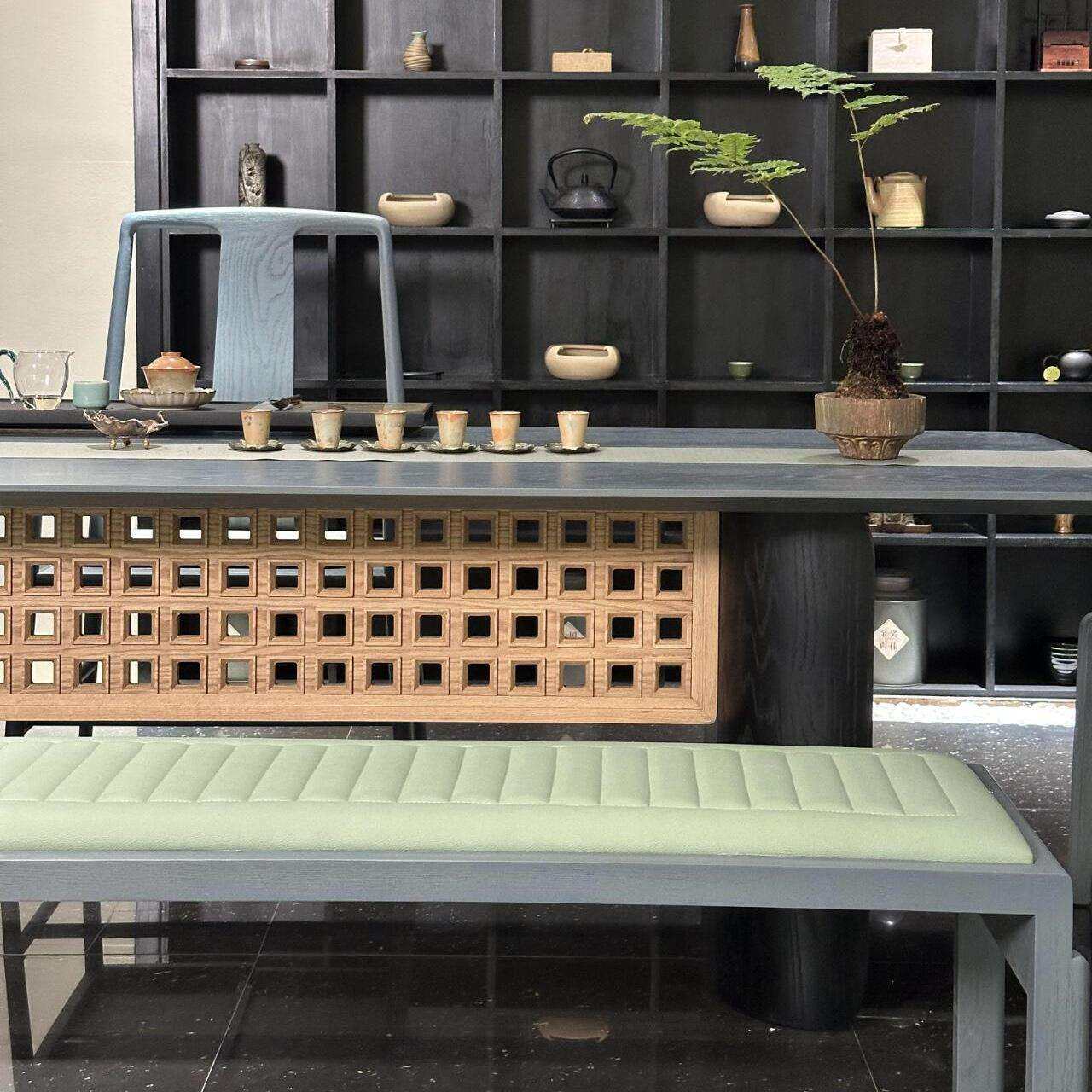 新中式茶桌椅组合现代简约实木艺术茶台民宿家用酒店办公室售楼处