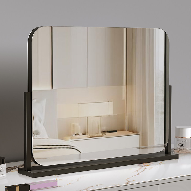 2026化妆直播镜子台式大号高清桌面欧式方形旋转卧室梳妆镜不带灯