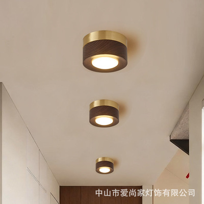 新中式黑胡桃木明装吸顶灯