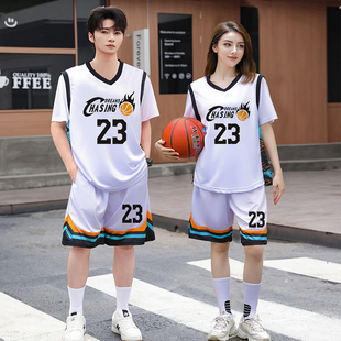 篮球服女定制学生运动比赛套装男训练队服假两件有袖班服韩版印制