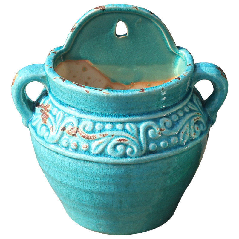 挂墙欧式复古陶h瓷挂壁多肉花卉水培绿萝吊兰阳台壁挂花盆2个包邮