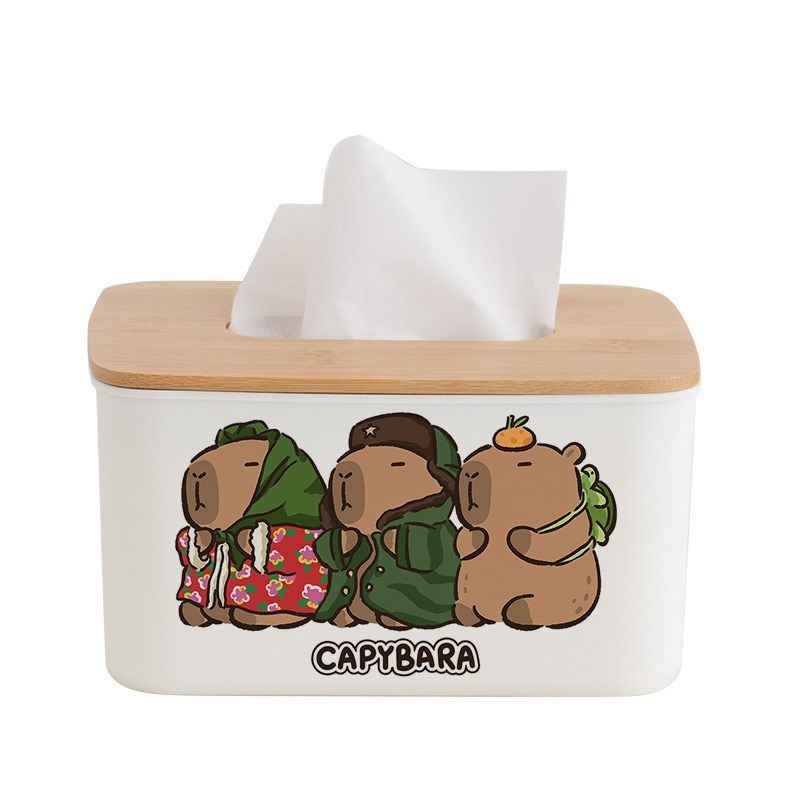 卡皮巴拉 竹木抽纸 纸巾盒家用客厅餐厅茶M几桌面餐巾纸收纳盒创,收纳整理,纸巾盒,淘宝优惠券,粉丝福利购,淘宝优惠卷