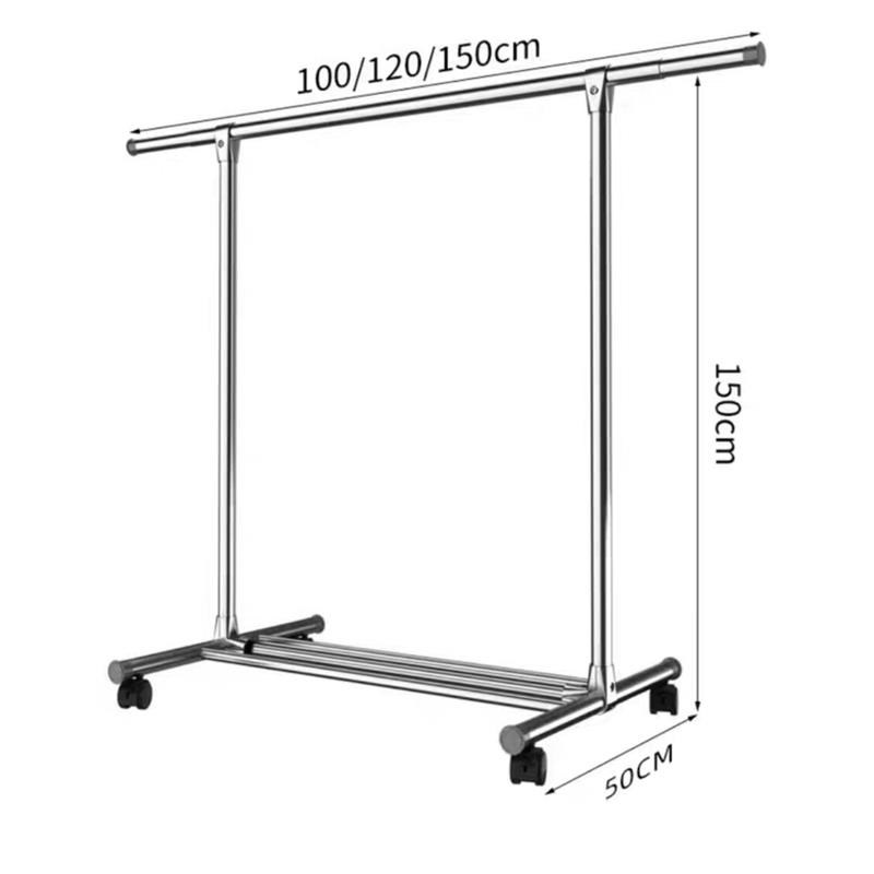 不锈钢晾衣架落地折叠室内家用晾衣杆晒衣P架单杆式卧室挂衣架