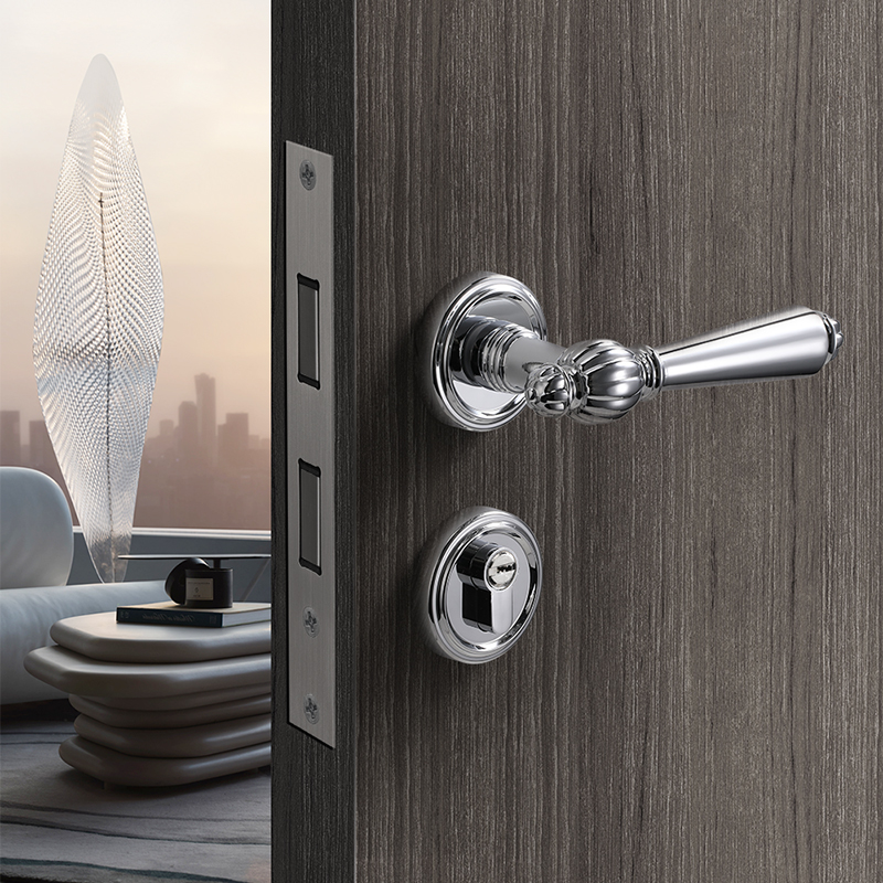 房间卧室门锁法式家用室内木门门把手分体磁吸静音欧X式轻奢房门