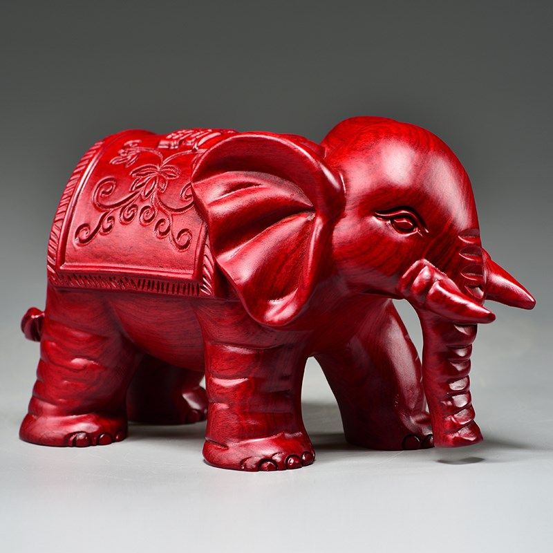 红色木雕吸水象摆件m实木质一对玄关客厅电视柜装饰工艺品乔迁送,家居饰品,木雕,淘宝优惠券,粉丝福利购,淘宝优惠卷