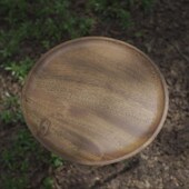 胡桃木户外野餐露营三脚s架烧烤实木圆托盘可折叠便携茶几小圆桌