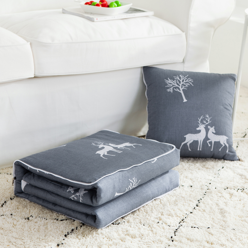 全棉抱枕被子两用纯棉加厚汽车空调被沙发靠M枕头办公室折叠午休