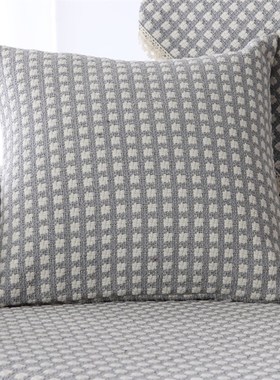 沙发抱枕套45x45不含芯四季灰色腰枕I棉麻靠枕客厅长方形大号靠垫