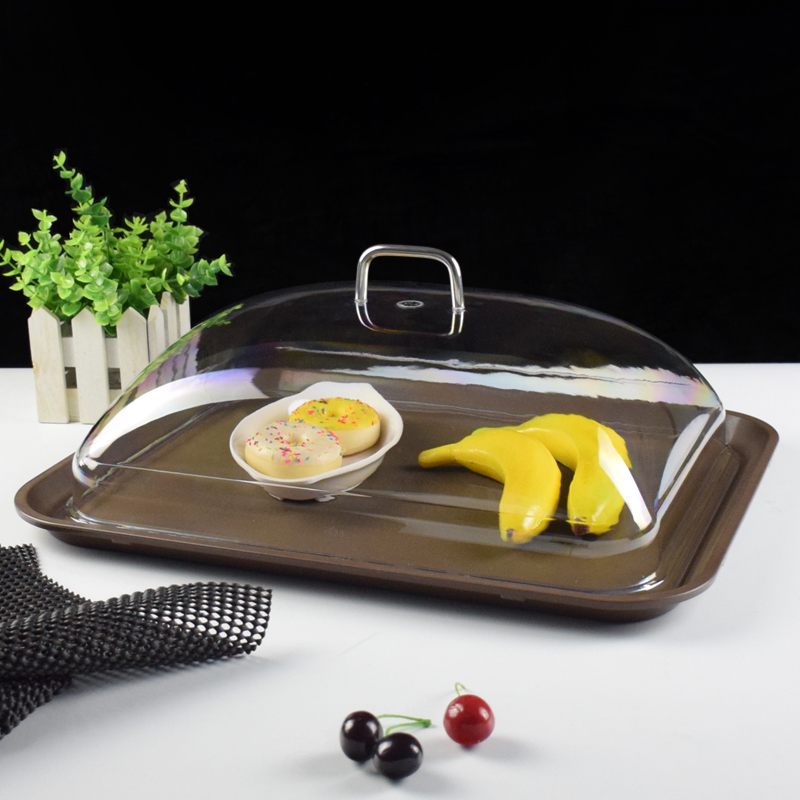 上菜传菜托盘带盖透明保温食品盖防尘罩餐厅月子T会所塑料防滑餐