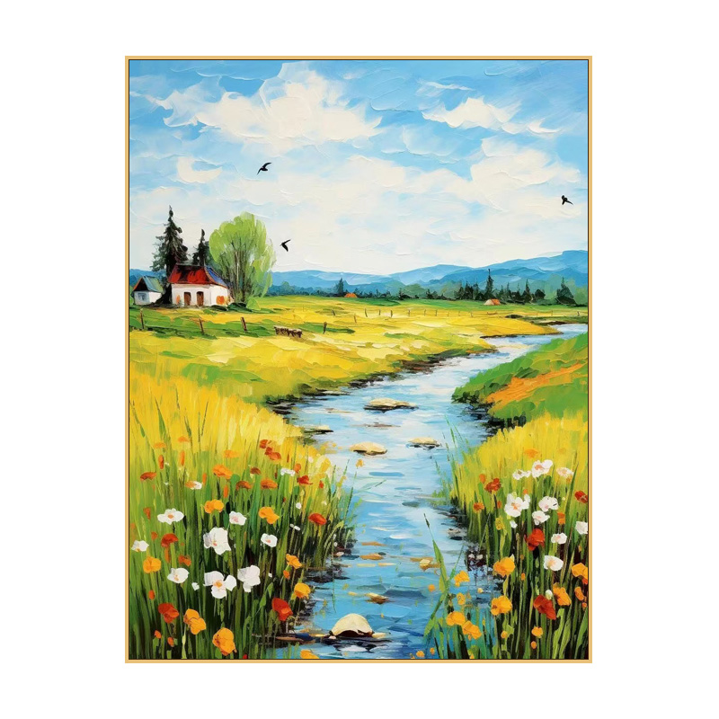 diy数字油画填色填充手绘涂色油彩F画丙烯画客厅欧式风景装饰画画图片