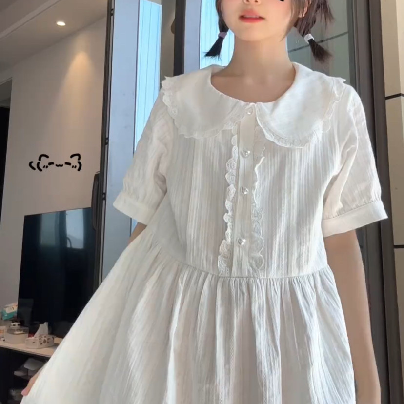 甜美小清新白色仙女范连衣裙夏季连衣裙
