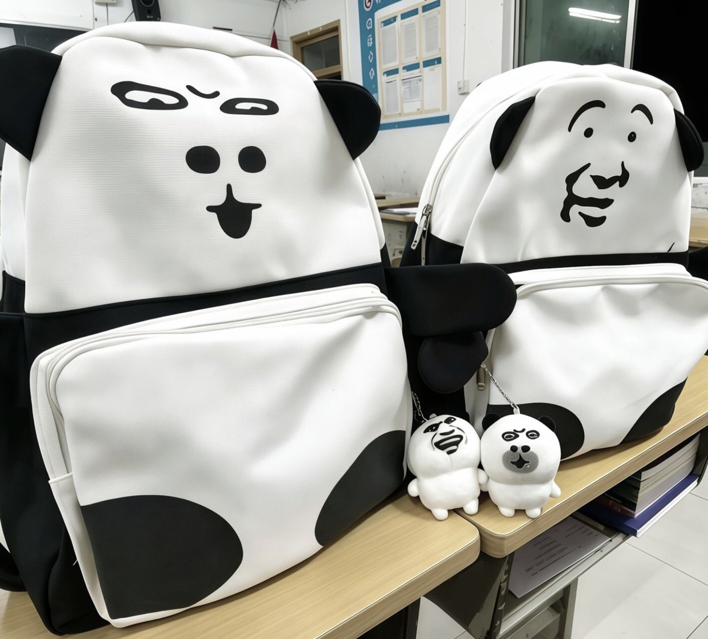 新款暴走漫画搞笑百搭大容量表情背包男女学生书包可爱潮双肩包包