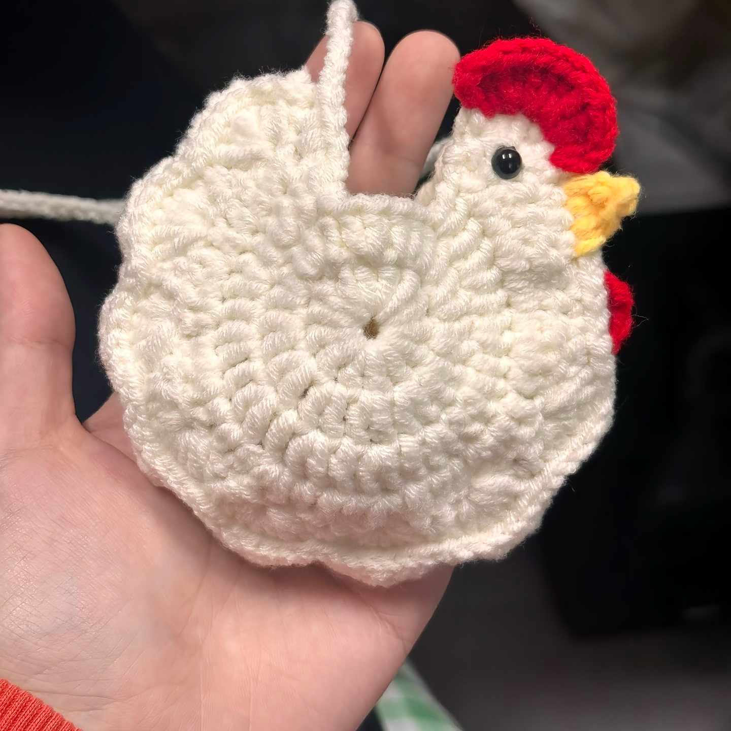 白色可爱小鸡钩diy耳机包钩织大公鸡手工毛线零钱可爱编织材料包