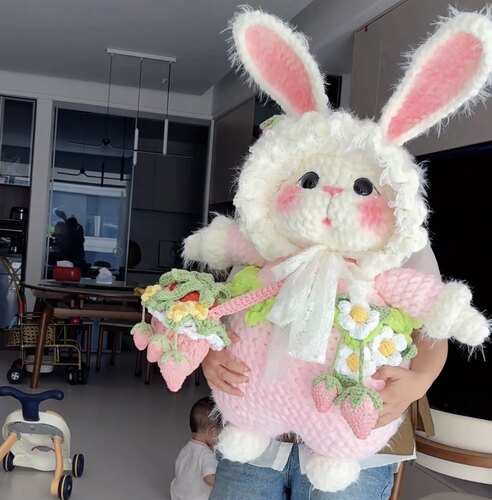 新品手作糖糖兔可爱大号兔子毛线diy材料包玩具女友生日礼物