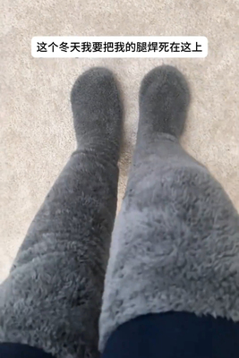 珊瑚绒过膝袜地板袜长筒袜冬季加厚寒腿保暖睡眠袜子新款2025