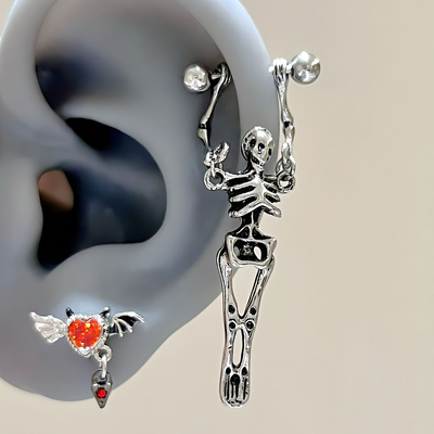 钛钢外螺旋耳钉个性暗黑风耳骨钉耳蜗钉炫酷潮耳轮钉耳环耳饰