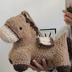 毛线钩针新年可爱小马斜挎包材料包马年可爱毛茸茸手工编织diy