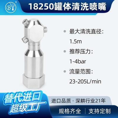 360°自动旋转槽罐喷嘴多头小桶瓶罐内壁高压清洗扇形喷头18250型